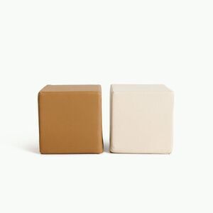 Convertible Cube Pouf Set in Tan and Cream